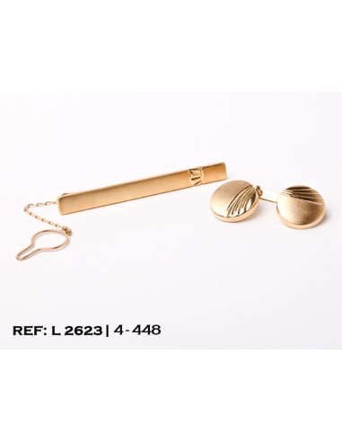 1-4-448-3-Conjunto oro 18Kt. de gemelos y alfiler de corbata L 2623