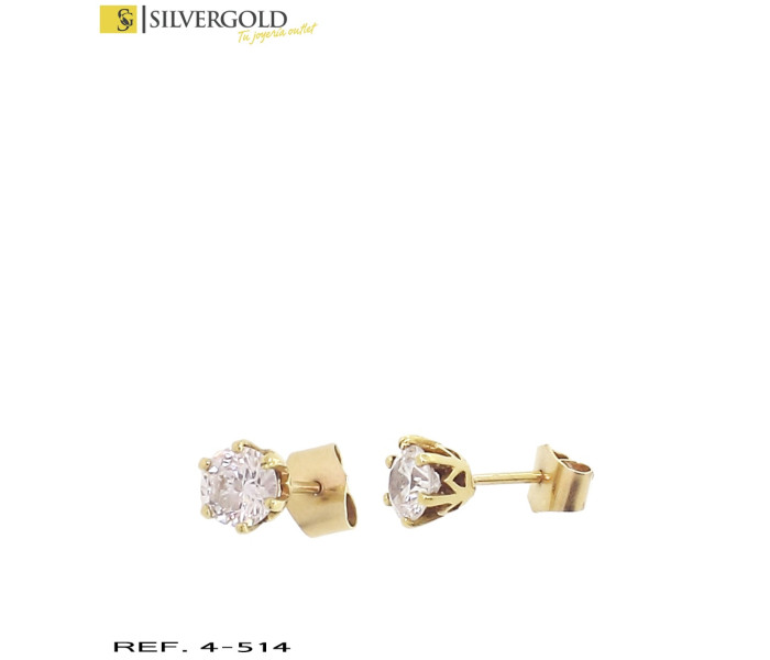 1-4-514-1-Pendientes estilo solitario en oro 18 Kt