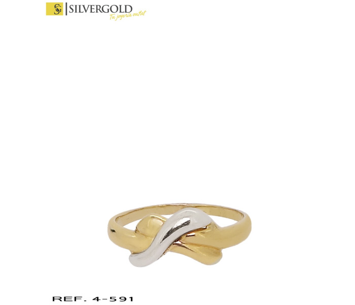 1-4-591-1-Anillo oro bicolor 18Kt. con detalle cruzado L 3268