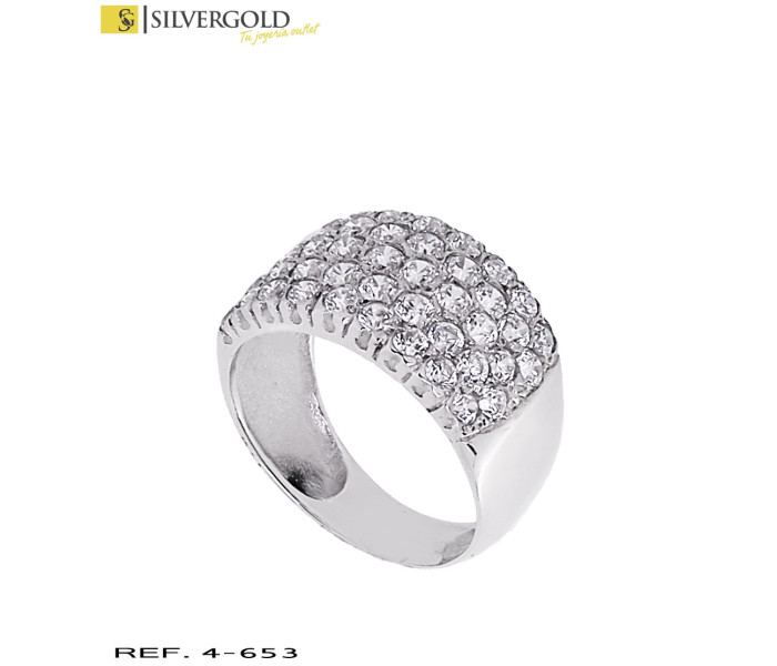 1-4-653-1-Anillo oro blanco 18Kt. con pavé de circonitas L 690