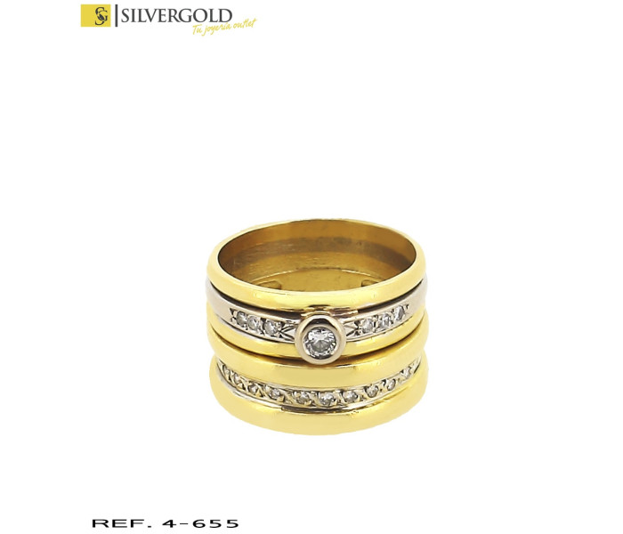 1-4-655-1-DIA-ANILLO MULTIPLE A DOS OROS CON BRILLANTES