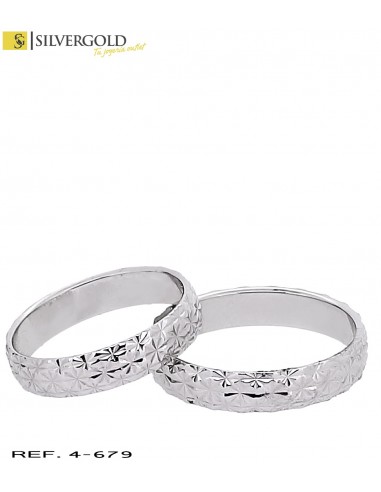 1-4-679-2-Alianzas en oro blanco con labrado exterior (T. 10 y T. 16 L 4460)