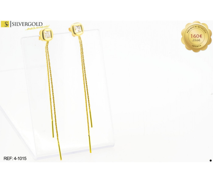 1-4-1015-1-Pendientes con circonita cuadrada. Oro 18 kt.