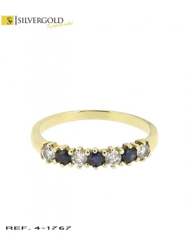 1-4-1767-1-Anillo fino con zirconitas y piedras azules alternadas. Talla 15