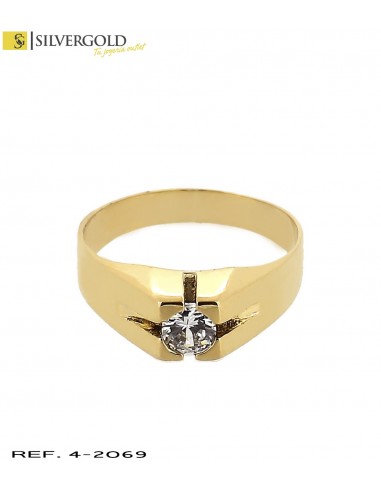 1-4-2069-1-Solitario oro 18Kt. con circonita en talla brillante ..