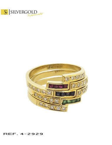 1-4-2929-2-D-Anillo oro 18Kt. formado por 3 anillos independientes con diamantes