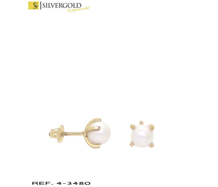 1-4-3480-1-Pendientes oro 18Kt. infantiles con perla