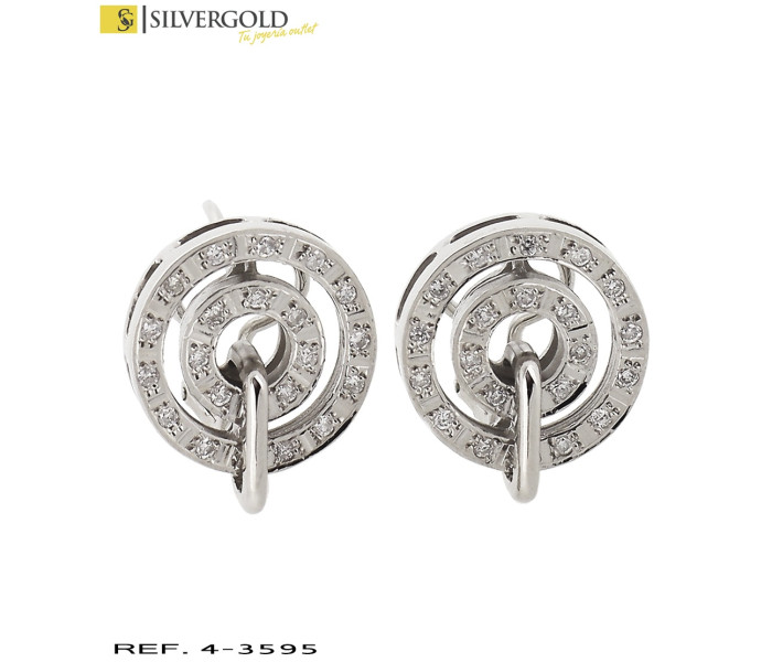 1-4-3595-1-DIA- PENDIENTES ORO BLANCO, FANTASIA DE LABERINTO CIRCULAR.