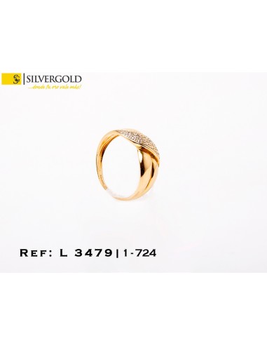 1-1-724-1-Anillo bicolor cruzado en X (Talla 12) L3479