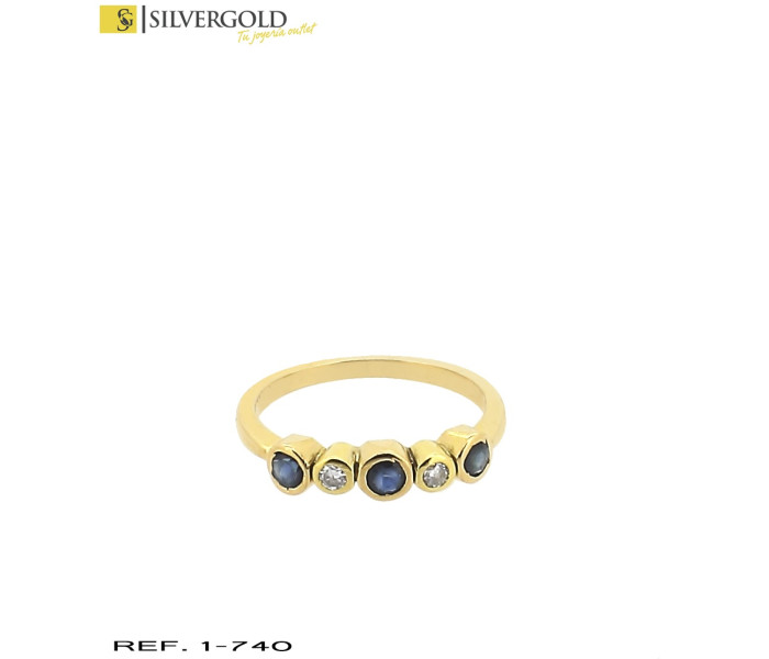 1-1-740-1-D-Anillo oro 18Kt. estilo cinquillo con diamantes L2858