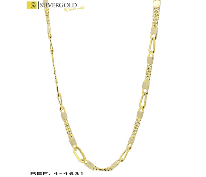 1-4-4631-2-Cadena de eslabón alternado de estilo Italiana y cierre mosquetón. Oro 18 kt.