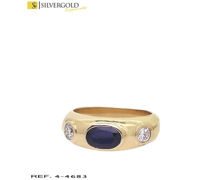 1-4-4683-1-DIA- ANILLO CON ZAFIRO OVAL Y 2 BRILLANTES.