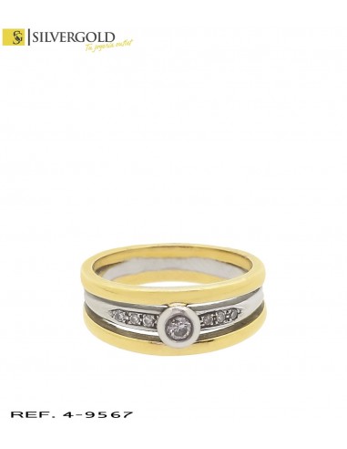 1-4-9567-3-D-Anillo oro bicolor 18Kt. con diamante