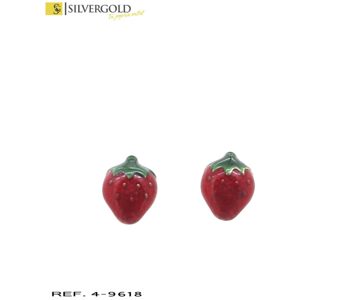 1-4-9618-3-Pendientes oro 18Kt. infantiles de fresas