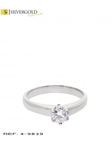 1-4-9839-1-D-Anillo oro blanco 18Kt. tipo solitario con diamante