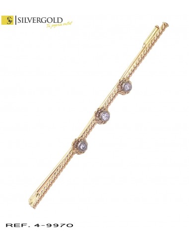 1-4-9970-1-D-Alfiler oro 18 Kt. con tres diamantes