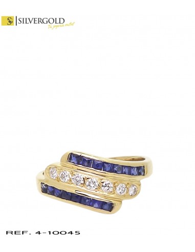 1-4-10045-1-D-Anillo oro 18Kt. con zafiros y diamantes