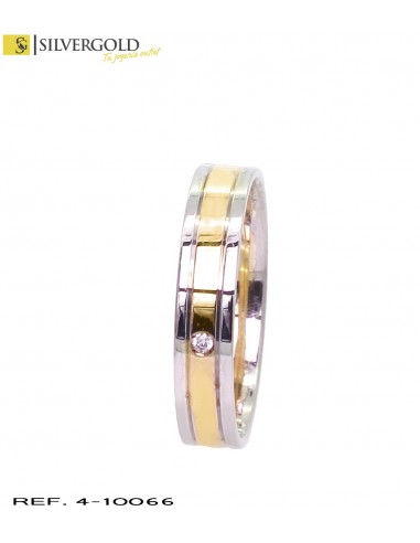 1-4-10066-1-D-Alianza oro bicolor 18Kt. con diamante