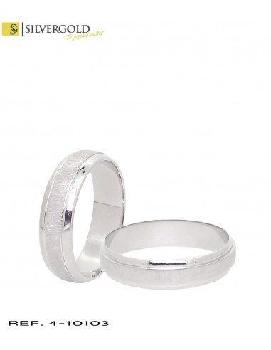 1-4-10103-1-Alianzas oro blanco 18Kt. con oro mate texturizado