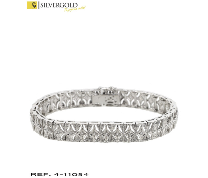 1-4-11054-1-DIA-Pulsera oro blanco 18Kt. semirígida con diamantes