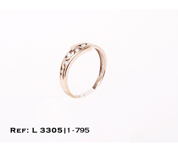 1-1-795-1-Anillo oro blanco asimÃtrico con chispitas blancas en un brazo (Talla 16) L3305