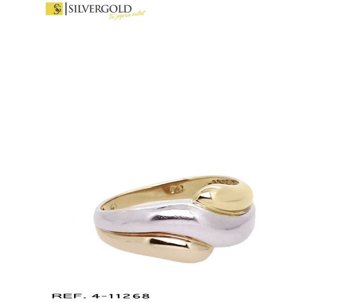 1-4-11268-1-Anillo oro bicolor 18Kt. labrado efecto tu y yo