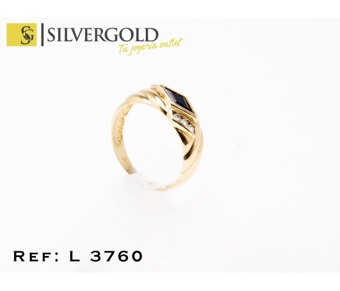1-1-814-1-Anillo con piedra estilo zafiro en rombo y chispitas de zirconita (T. 14) L3760