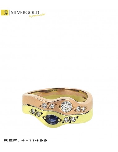 1-4-11499-1-DIA-Anillo oro bicolor 18Kt. con zafiro y diamantes