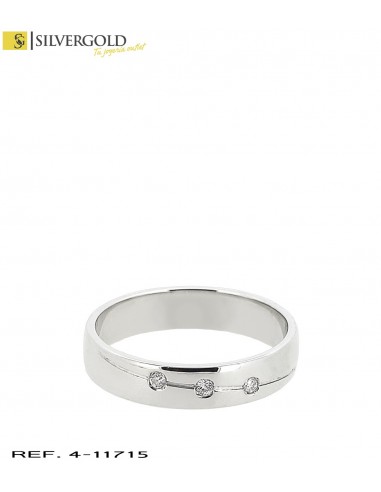 1-4-11715-1-DIA-Alianza oro blanco 18Kt. con tres diamantes