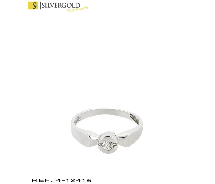 1-4-12416-1-DIA-Anillo oro blanco 18Kt. tipo solitario con diamante