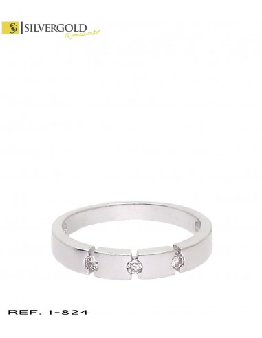 1-1-824-2-D -Anillo tipo alianza oro blanco 18Kt. con diamantes L1671