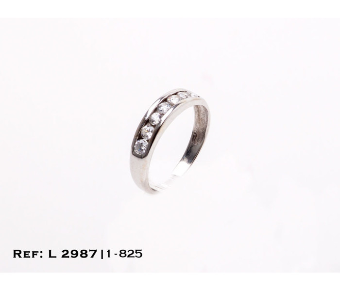 1-1-825-1-Anillo compromiso oro blanco con 7 piedras blancas (Talla 16) L2987