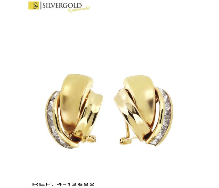 1-4-13682-1-Pendientes oro 18Kt. con circonitas