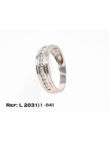 1-1-841-1-Anillo en Oro blanco con circonitas centrales en carril.