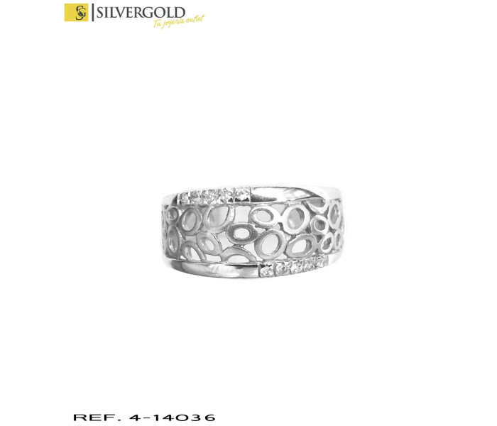 1-4-14036-1-Anillo oro blanco 18Kt. con detalle de circonitas y calados circulares