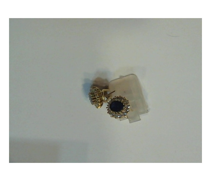 1-4-14786-1-DIA-Pendientes tipo roseton con piedra tipo zafiro central y diamantes de 1.1 Aprox. alrededor