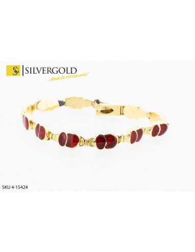1-4-15424-1-Pulsera con eslabones labrados en forma de ocho y dos piedras en cada uno. Oro 18 kt.: