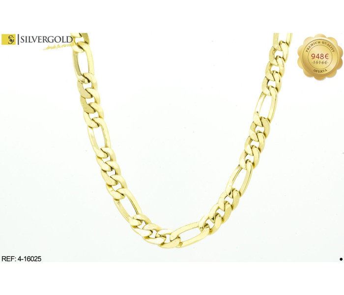 1-4-16025-1-Cadena eslabón hueco tipo Cartier cierre mosquetón. Oro 18 kt