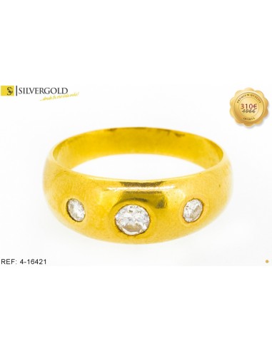 1-4-16421-1-DIA-Anillo con tres Diamantes. Oro 18 kt.