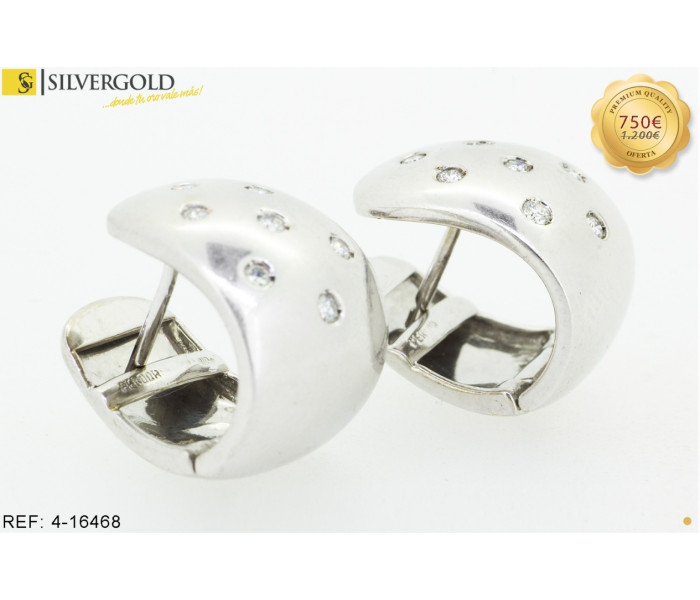 1-4-16468-1-DIA.Pendientes de oro blanco con 7 Diamantes. Oro 18 kt.