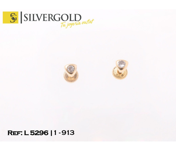 1-1-913-1-Pendientes infantiles tipo solitario en forma triangular con tuercas L5296