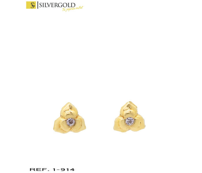 1-1-914-2-Pendientes infantiles forma triAtildeiexclngulo con chispita central con tuercas L5297