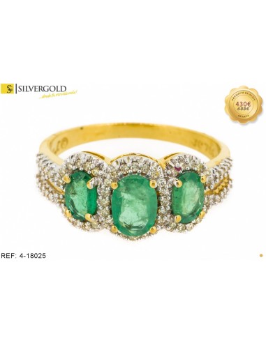 1-4-18025-1-dia-Anillo 3 piedras centrales verdes rodeadas de chispitas