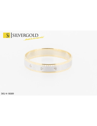 1-4-18089-1-DIA-Alianza bicolor con 3 Diamantes de talla Brillante. Oro 18 kt.
