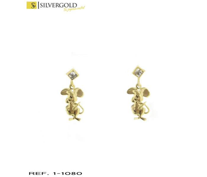 1-1-1080-1-Pendientes oro 18Kt. Raton animado