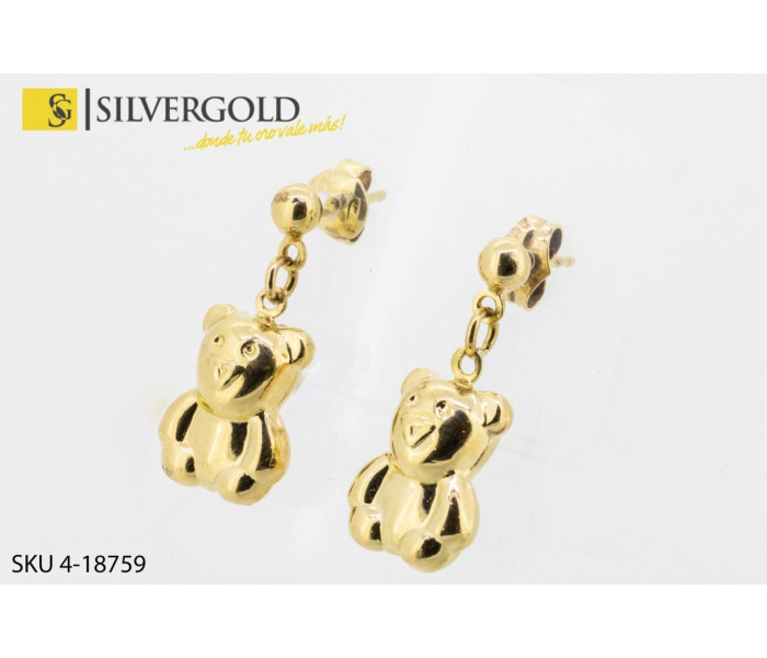1-4-18759-1-Pendientes colgantes osos huecos. Oro 18 kt.