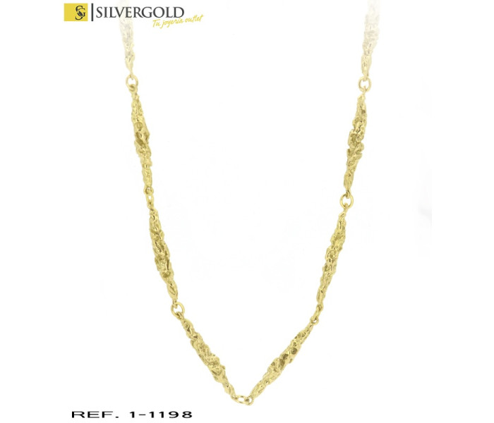 1-1-1198-1-Cadena de eslabones alargados efecto arrugados. Oro 18 kt.