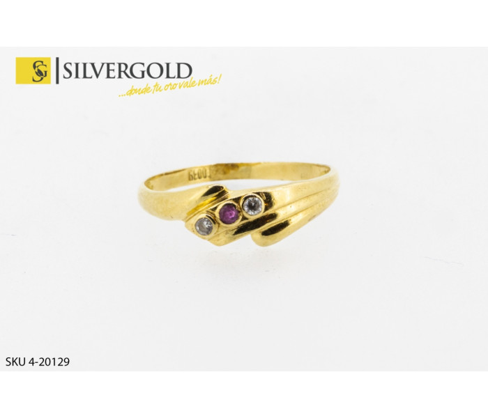 1-4-20129-1-Anillo labrado central 3 piedras. Oro 18 kt.