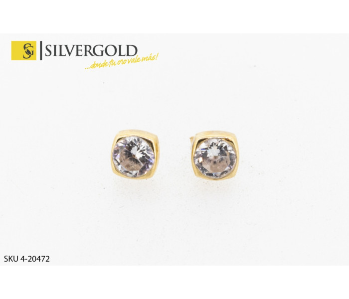 1-4-20472-1-Pendientes circonita cuadradas. Oro 18 kt