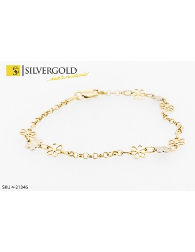 1-4-21346-1-Pulsera eslabón alternada con flores cierre mosquetón
